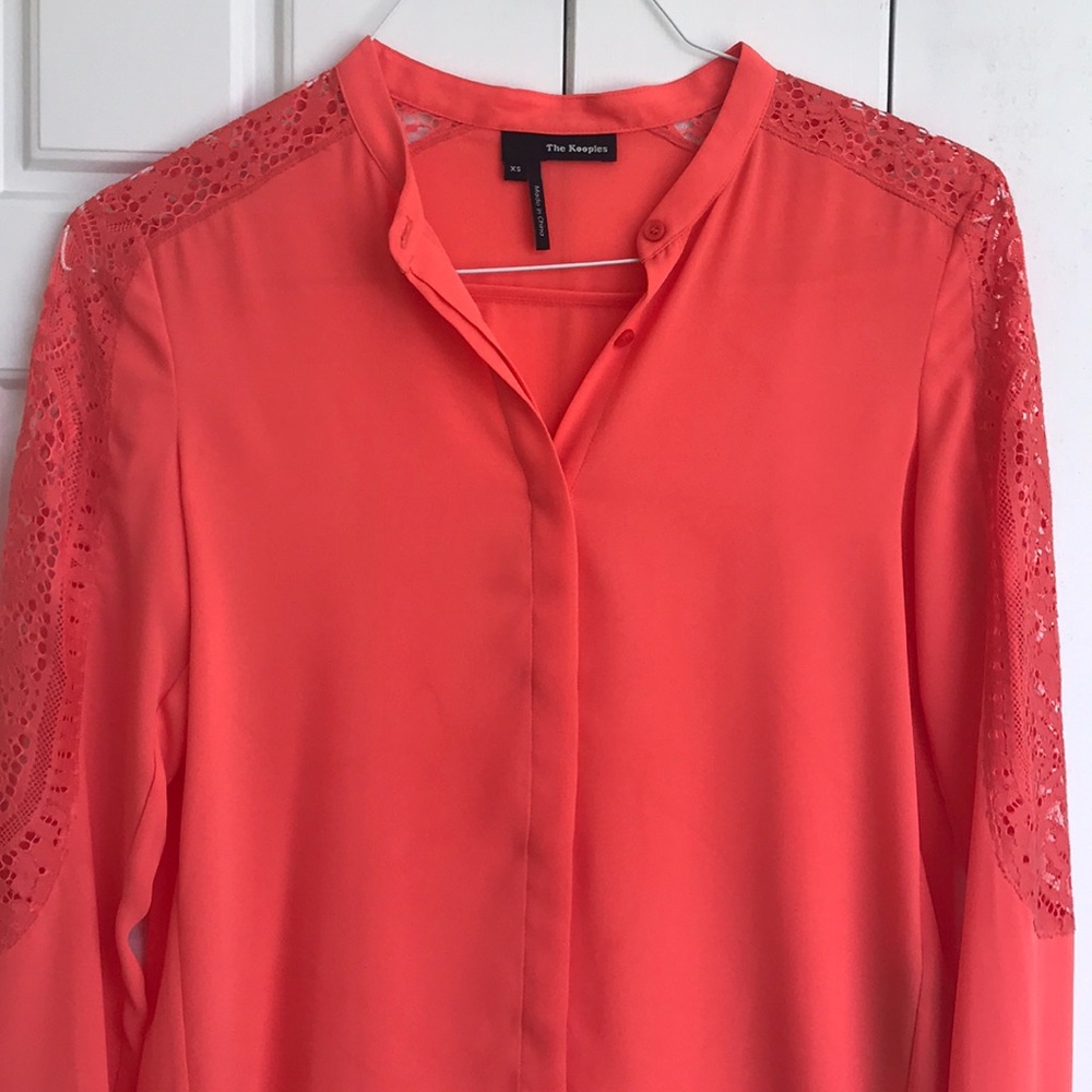 The Kooples orange shirt with Lace